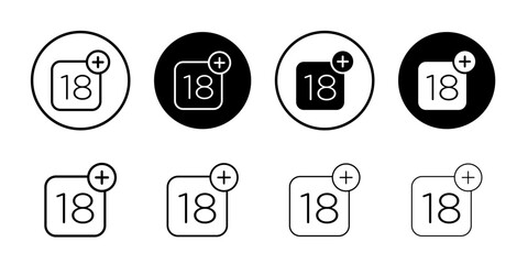 Eighteen plus icon Simple outline vector logo
