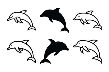 Dolphin Line Art Doodle, a hand drawn vector cartoon illustration of a cute dolphin.