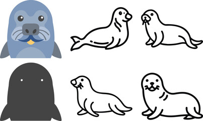 elephant seal vector illustration isolated on white background.