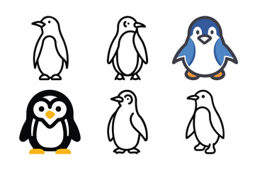 Penguin flat vector illustration on white background.
