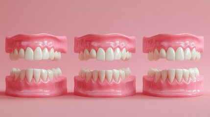Obraz premium Step-by-Step 3D Dental Implant Illustration | Sequential Tooth Implant Process with Clear Labels & Neutral Background
