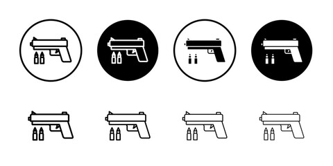 Gun with ammunition icon Simple outline vector logo