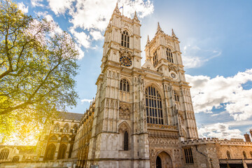 Fototapeta premium Facade of Westminster Abbey in spring, London, UK