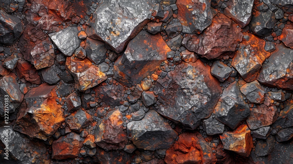 Fototapete close up of layered volcanic rocks displaying vibrant colors and unique textures found in a geologic