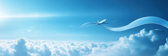 Sky-High Advertising: Vibrant Airplane Banner Soars Through a Blue Sky