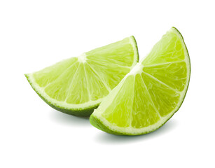 Perfect green citrus slices image - isolated background and shadow