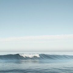 Serene Blue Line Wave in Clear Skies Over California's Tranquil Coast