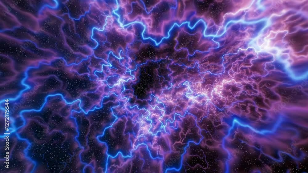 Poster electrifying cosmic nebula with vibrant colors and starry background, abstract space concept