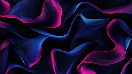 Obraz premium Abstract fluid waves in black and neon pink with a smooth, futuristic 3D effect