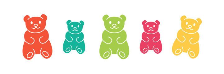 Jelly bears candy. Cartoon confection colorful set. Vector illustration