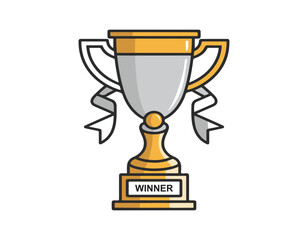 illustration of a winner's cup with ribbons, ideal for awards, recognition, and success concepts