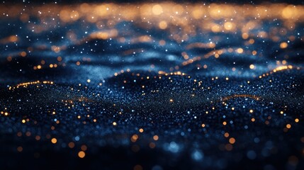 Obraz premium Glittering cosmic dust waves, night sky backdrop, abstract design