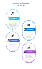 Vertical progress bar featuring 4 arrow-shaped elements, symbolizing the four stages of business strategy and progression. Clean timeline infographic design template. Vector for mobile presentation.