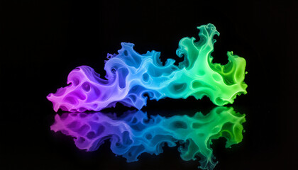 Obraz premium Three-dimensional holographic painting with glowing brushstrokes in neon colors, abstract art