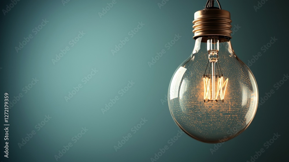 Poster a light bulb in the shape of a polygon on a blockchain technology background signifies a global cryp