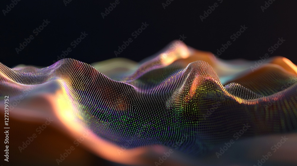 Poster the background features violet hues of computer technology with big data visualization and a futuris