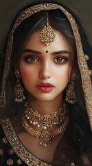 Beautiful Indian Bride in Traditional Veil
