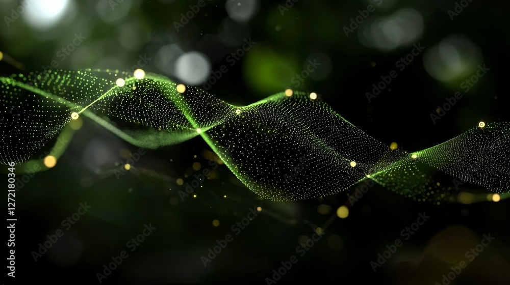 Poster the background is a mesmerizing blend of abstract green and digital elements, showcasing a big data 