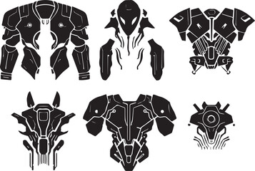 A set of elements for flat design in cyberpunk style. Hand drawn vector illustration