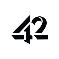 Number 42 silhouette design template vector