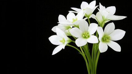 Obraz premium A black vase filled with white flowers stands against a dark background