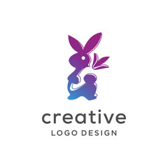 Rabbit carrots, bussines and tecnology, logo design Template vector