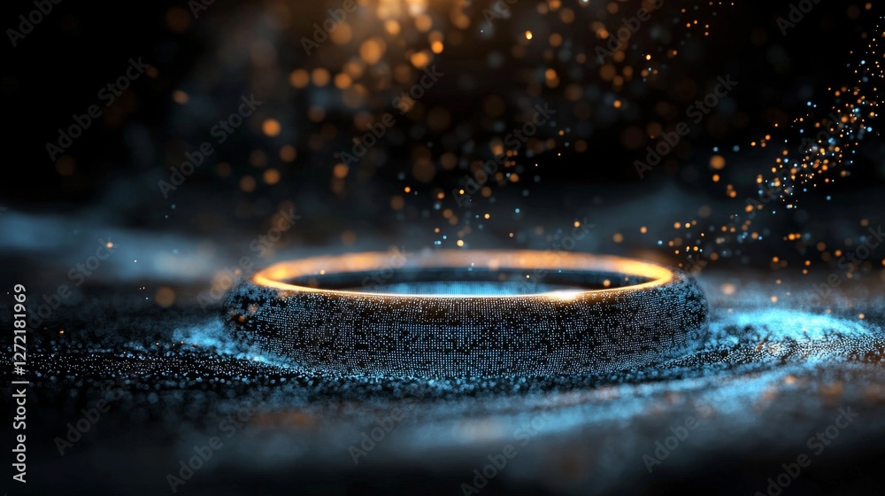 Aufkleber the background of a 3d rendering features an abstract technology product display with a glowing sci-