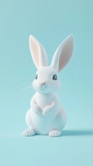 Obraz premium white rabbit on blue background
