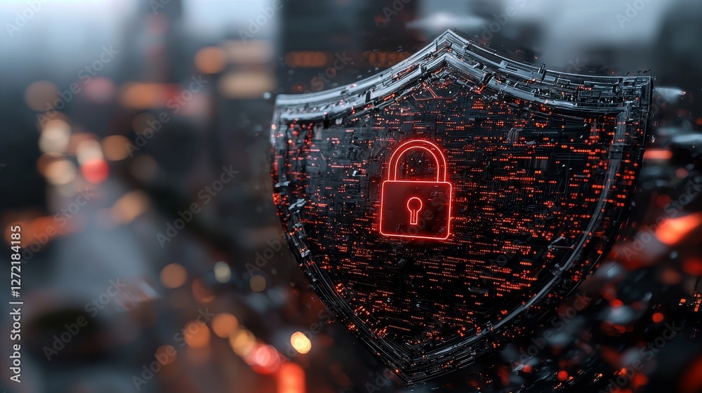 Poster protecting business and financial transaction data from cyber attacks involves cyber security and da