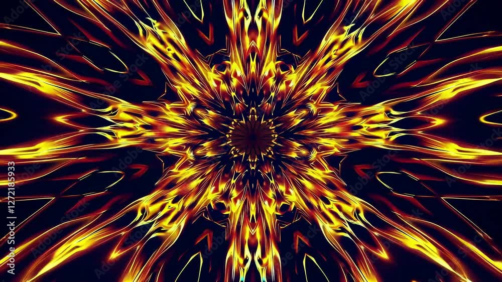 Poster vibrant kaleidoscope pattern with fiery colors, abstract digital art. modern design and creativity c