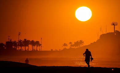 Rio de Janeiro, RJ, Brazil, 02/1/2025 - Sunrise on Ipanema Beach on the hottest day of summer 2025