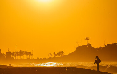 Rio de Janeiro, RJ, Brazil, 02/1/2025 - Sunrise on Ipanema Beach on the hottest day of summer 2025