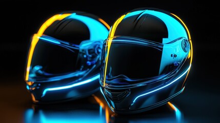 Fototapeta premium Motorcycle helmets with reflective visors