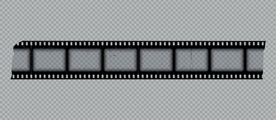 Vector illustration of old retro film strip with empty scratched slides.