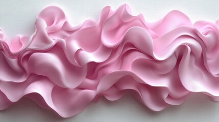 Obraz premium Abstract Artistic Representation of Pink and White Flowing Fabric with Textured Background Displaying Waves and Curves in an Intricate Pattern