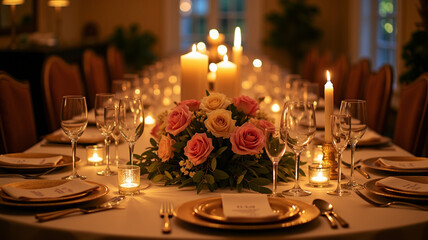 Candlelit dinners with festive centerpieces