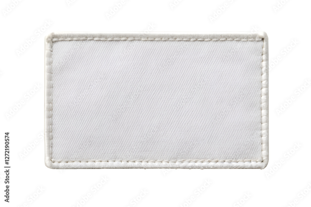 Fototapete Blank rectangular fabric patch mockup with stitched border on white background, perfect for branding design. Png file on transparent background.
