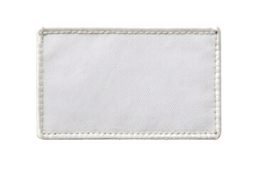 Blank rectangular fabric patch mockup with stitched border on white background, perfect for branding design. Png file on transparent background.