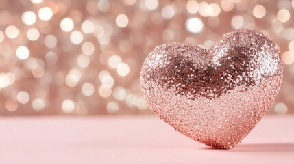 Fototapeta premium Rose Gold Glitter Heart Romantic Festive Decor