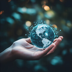 Fototapeta premium Global Network: Digital World in Hand