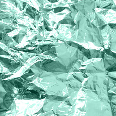Realistic Foil texture background. Crumpled green paper vector with shiny effects.