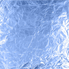 Obraz premium Foil wrinkled texture, vector realistic aluminum blue paper sheet, crumpled metallic surface background, glister surface
