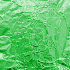 Fototapeta premium Green foil wrinkled texture, vector realistic aluminum paper sheet, crumpled metallic background glister surface pattern