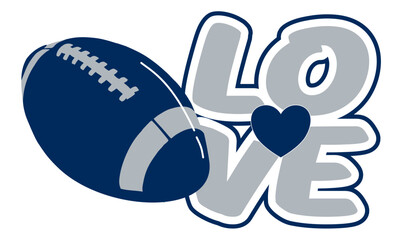 love - Navy blue and silver football ball, sport vector graphics, hockey, for street art - graffiti lettering typography - art illustration - multicolor - writen	