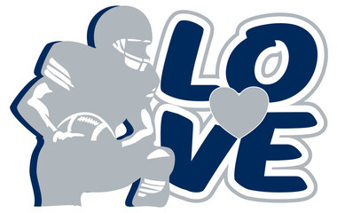 love - Navy blue and silver football player, sport vector graphics, hockey, for street art - graffiti lettering typography - art illustration - multicolor - writen	