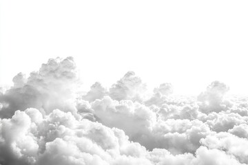 Soft white clouds billow against a pale sky creating a serene atmosphere