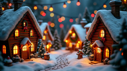 Obraz premium Christmas villages set up indoors