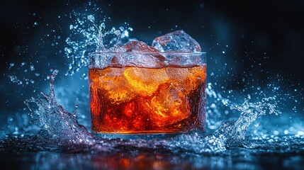 Sparkling Drink Splash on Dark Background