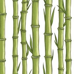 Obraz premium Seamless Bamboo Stalks Pattern