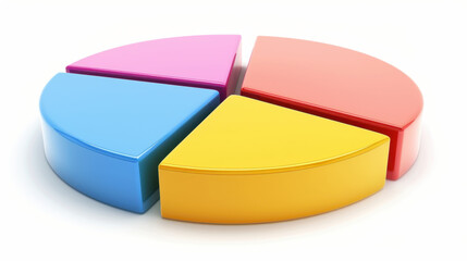 Obraz premium Colorful pie chart segments in blue, pink, red, and yellow, representing data visualization and analysis